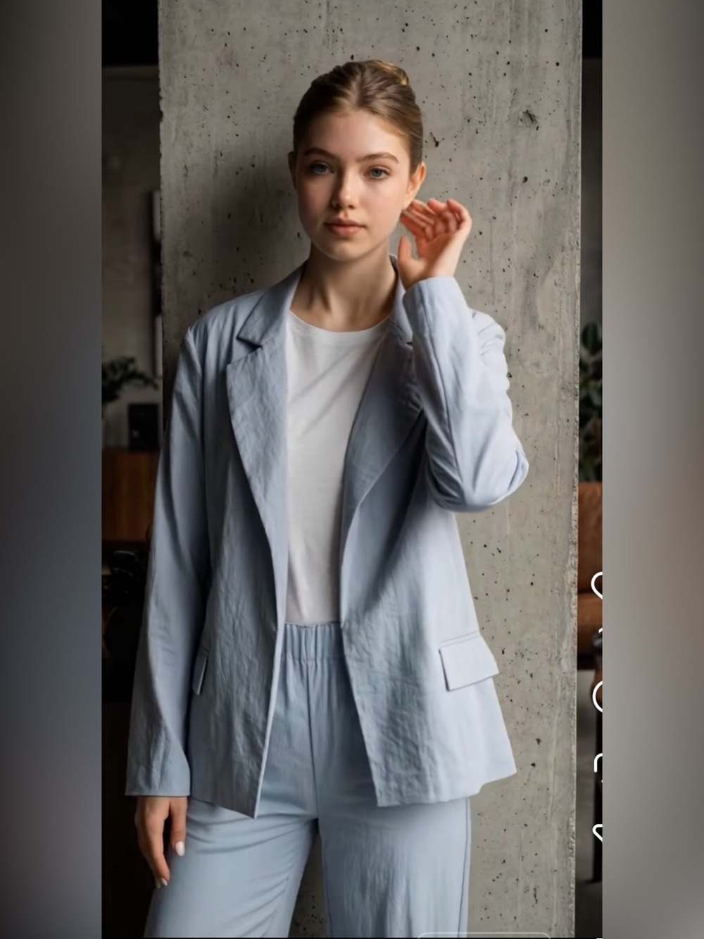 NWT Love Tree Pastel Blue Open Front Blazer + Trousers Pant Suit Set Small